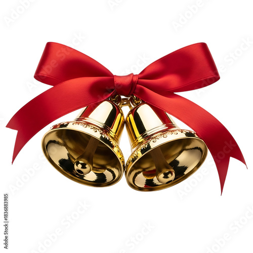 
christmas bells with red ribbon