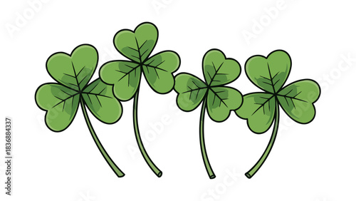 Four-leaf clover illustration with a white background, symbol of luck and good fortune