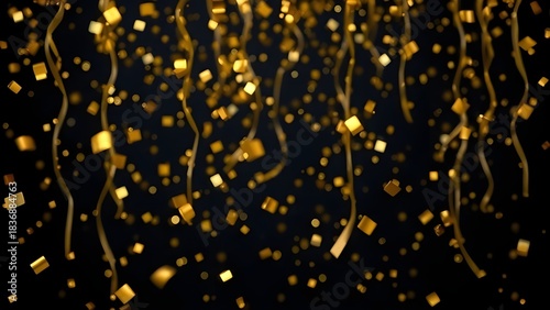 블랙 배경에 골드 글리터 펄 원형 프레임Gold glitter pearl frame on black background