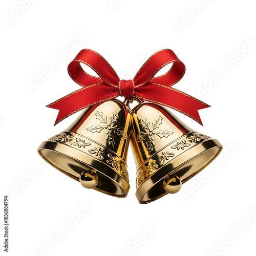 christmas bells with red ribbon