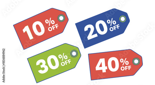 Discount tags with percentages off