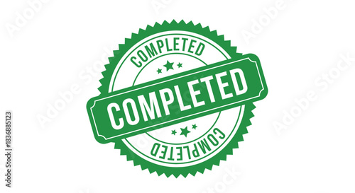 Green completed stamp for approval and success