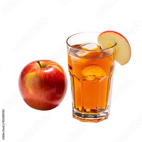 glass of apple juice and apple