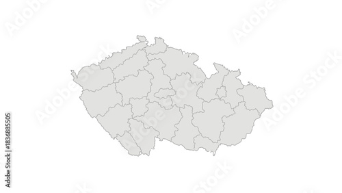 Czech Republic map with regions white background country.