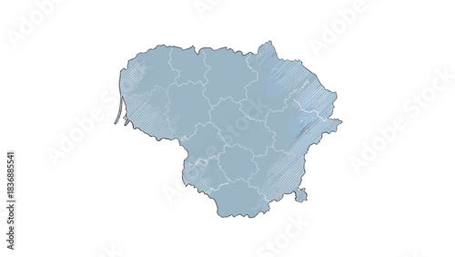 Lithuania map with regions country.