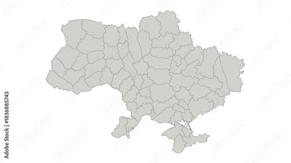 Obraz premium Map of Ukraine regions administrative divisions country.