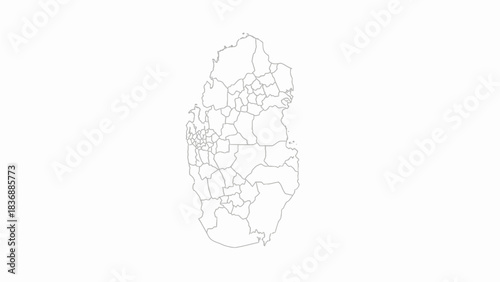 Malta map outline regional boundaries white background.