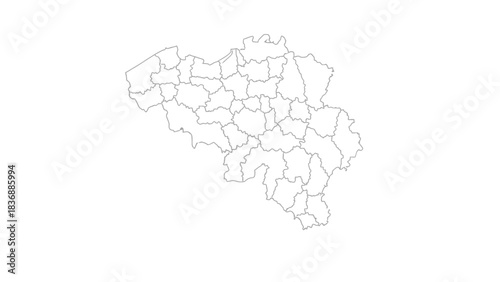 Map of Belgium divided into its provinces and regions for geographical reference and cartographic representation