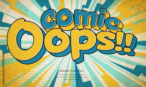 [Editable Text Effect Logo] ” Comic Oops  Logo” The title logo style is a Classic comic book logo style printed on antique retro paper.
