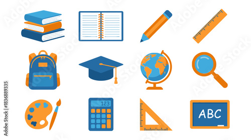 Bright school supplies convey back to school excitement and learning readiness, perfect for educational projects and classroom decor, inspiring young minds today