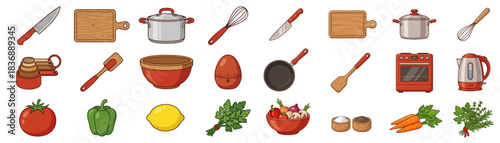 Fresh ingredients and essential cooking tools ready for delicious meals, perfect for your next culinary adventure or recipe blog post