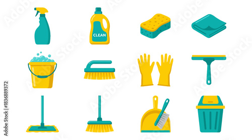 Get Your Home Sparkling with Essential Cleaning Supplies Kit for a Fresh Start and Healthy Living, Featuring Bucket, Brush, Gloves, and More