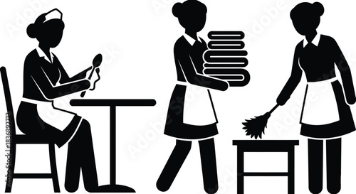 Maid Silhouettes on a White Background