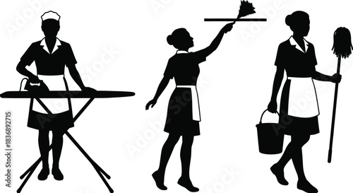 Maid Silhouettes on a White Background