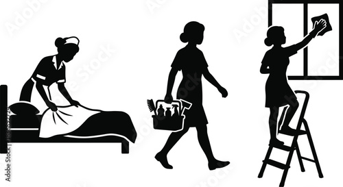 Maid Silhouettes on a White Background