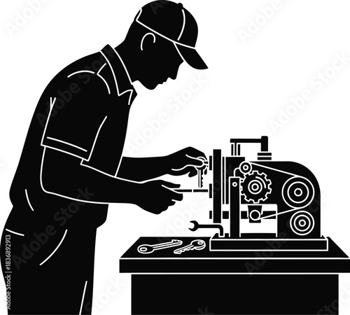Locksmith Key Duplicating Machine Vector Illustration