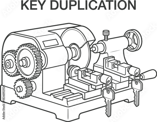 Locksmith Key Duplicating Machine Vector Illustration