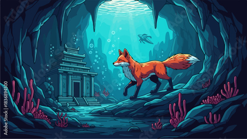 Vibrant Red Fox Trotting Gracefully Through Its Habitat.