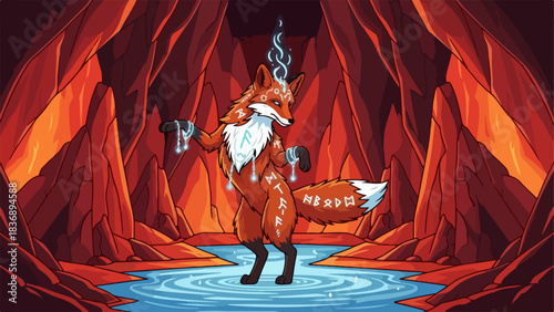 Anthropomorphic Fox Character Smoking and Holding Drinks in Pixel Art Style.