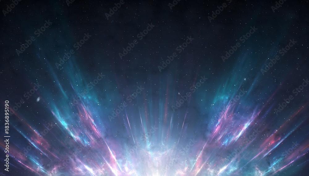 Naklejka premium Vibrant cosmic nebula bursts with brilliant multicolored light in deep space