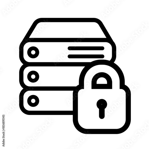 Photography A server stack with a locked padlock indicating strong protection, encrypted systems, controlled access, safeguarded operations, and enforced security policies across digital infrastructure