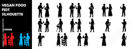 Vegan Food Festival Silhouette Vector – Plant Based Lifestyle Healthy Food Icons