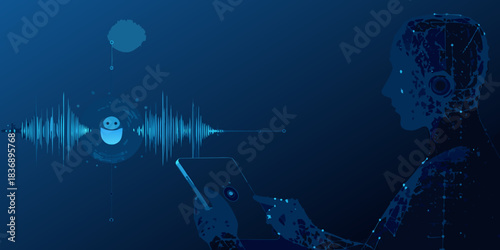 Ai assistant with voice recognition interacting on a tablet device