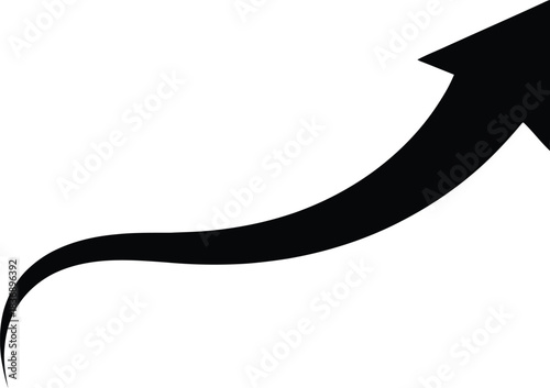 Sleek black arrow pointing upward a modern graphic design element silhouette isolated on transparent background