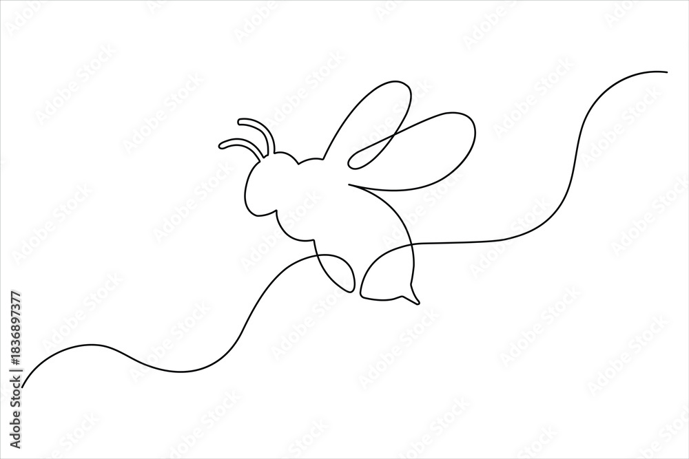 Fototapeta premium Minimalist bumblebee nature sketch continuous