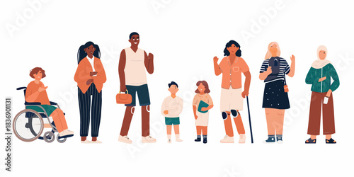 Diverse group of people standing together representing inclusion and community