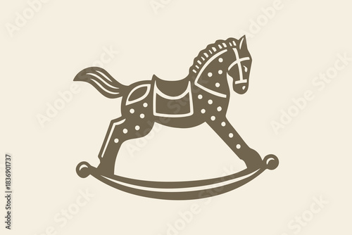 Rocking horse toy doodle silhouette illustration vector