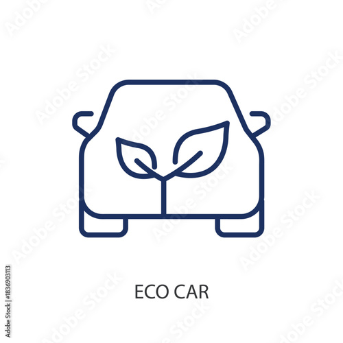 Eco car thin line icons. Original vector illustration.