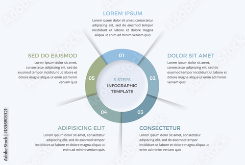 Circular chart infographic with five numbered segments