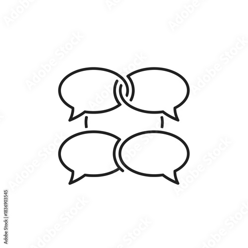 Interconnected Speech Bubbles Representing Communication and Discussion.