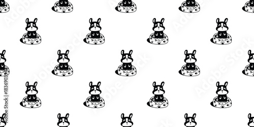 dog seamless pattern french bulldog cartoon sitting pillow doodle puppy paw footprint pet gift wrapping paper tile background repeat wallpaper illustration animal