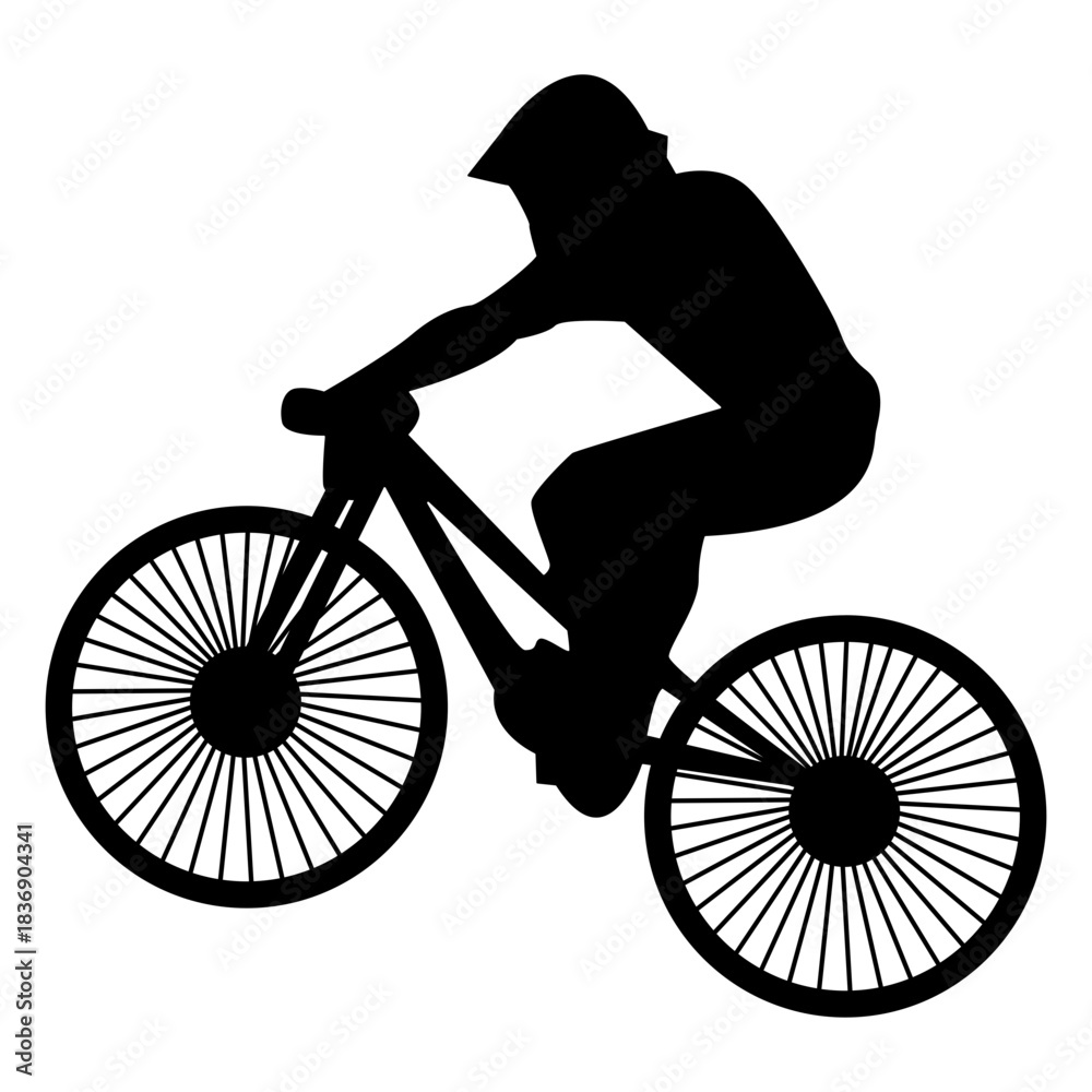Fototapeta premium BMX Rider Silhouette Isolated on White Background. Vector Illustration.