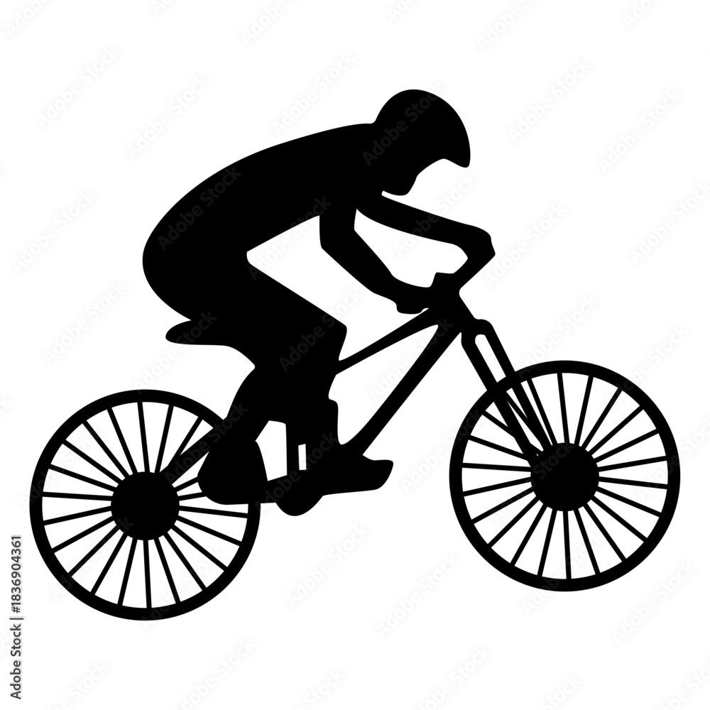 Obraz premium BMX Rider Silhouette Isolated on White Background. Vector Illustration.