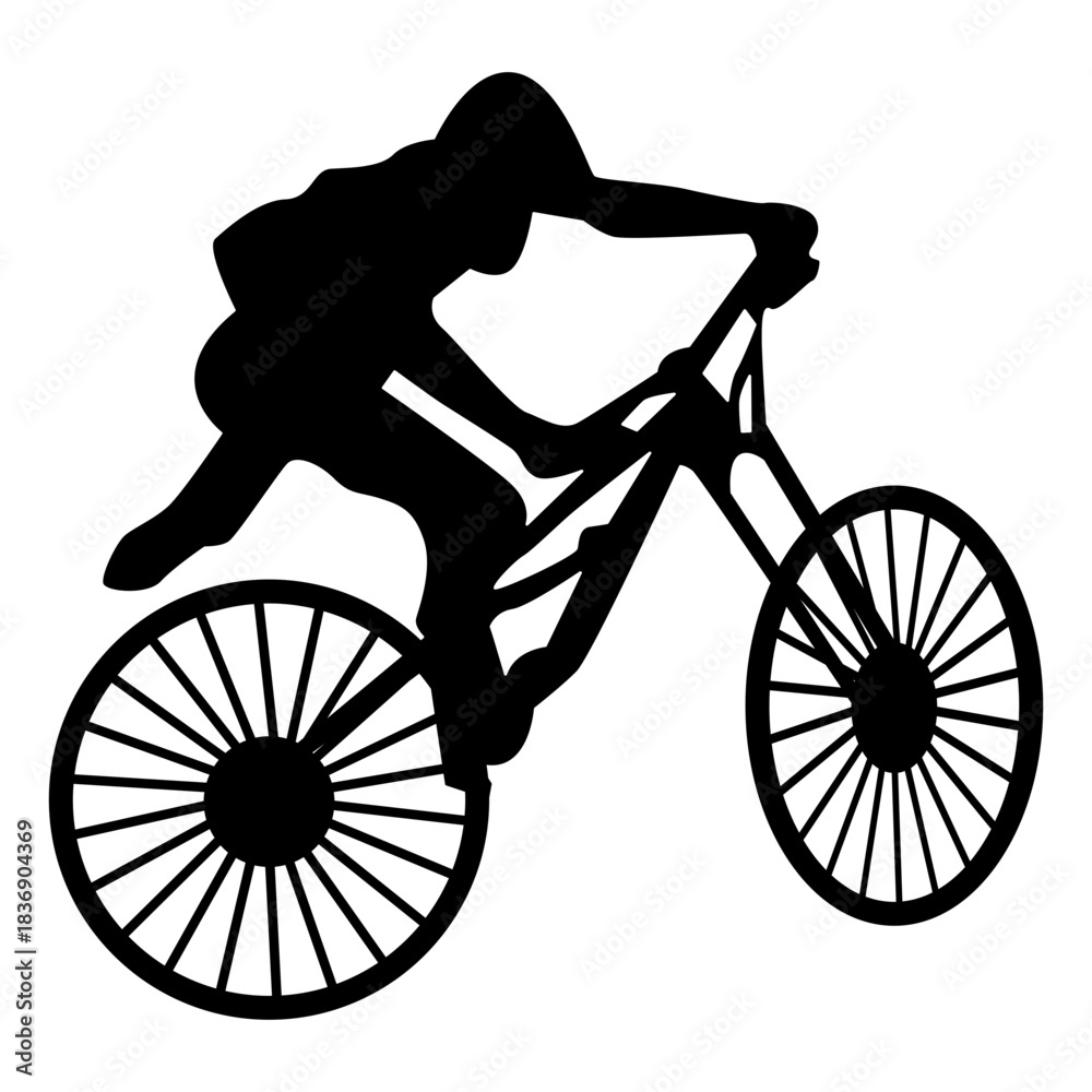 Fototapeta premium BMX Rider Silhouette Isolated on White Background. Vector Illustration.