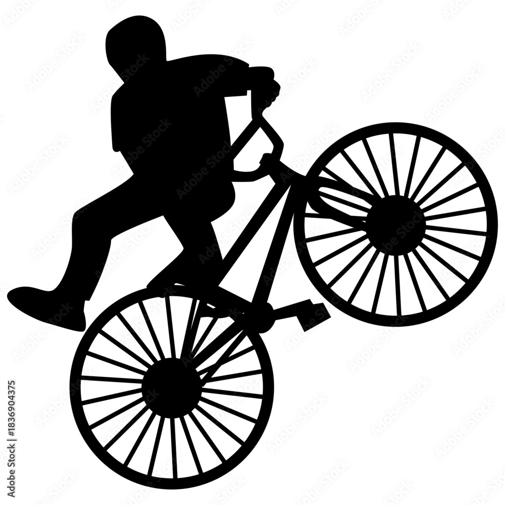 Obraz premium BMX Rider Silhouette Isolated on White Background. Vector Illustration.