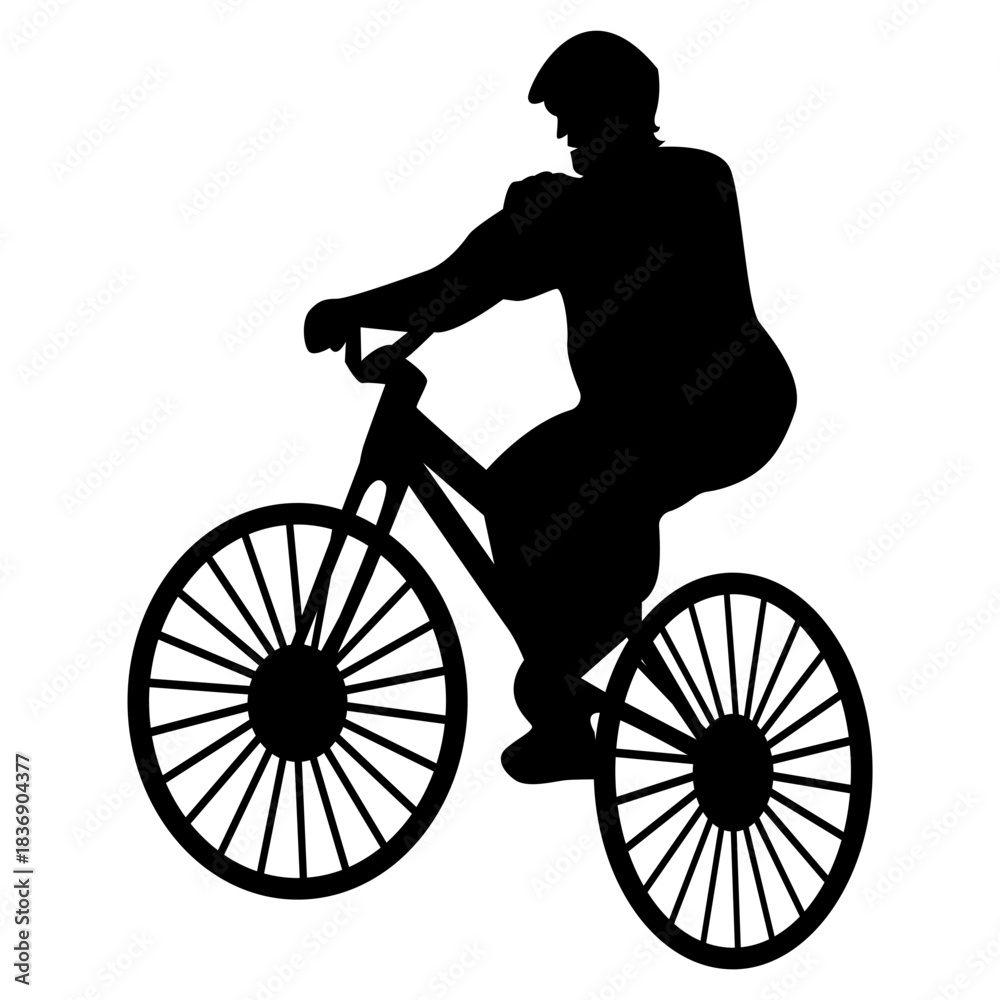 Obraz premium BMX Rider Silhouette Isolated on White Background. Vector Illustration.