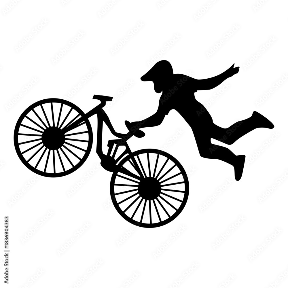 Obraz premium BMX Rider Silhouette Isolated on White Background. Vector Illustration.