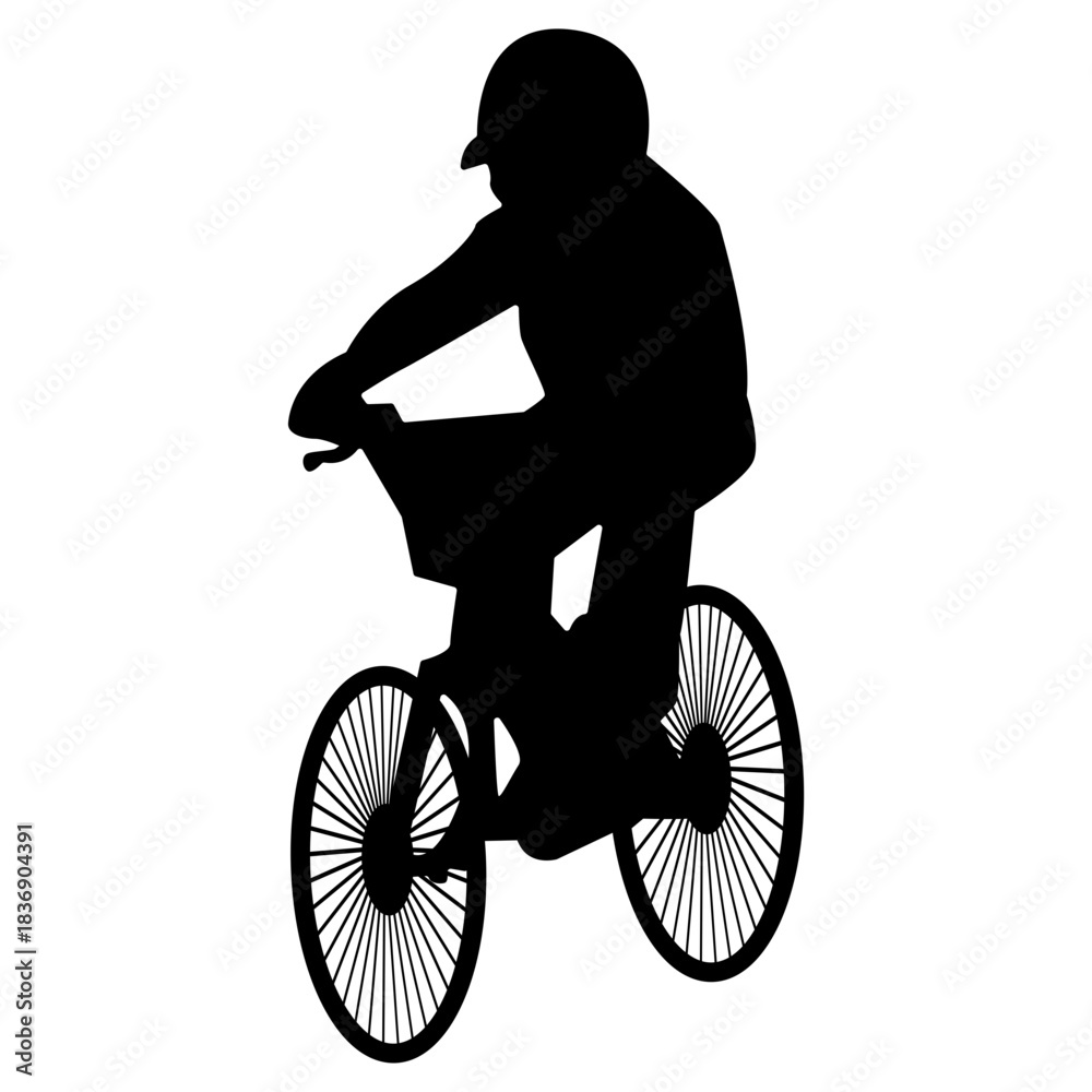 Obraz premium BMX Rider Silhouette Isolated on White Background. Vector Illustration.