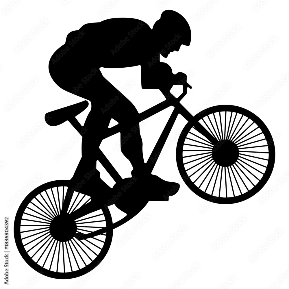 Obraz premium BMX Rider Silhouette Isolated on White Background. Vector Illustration.