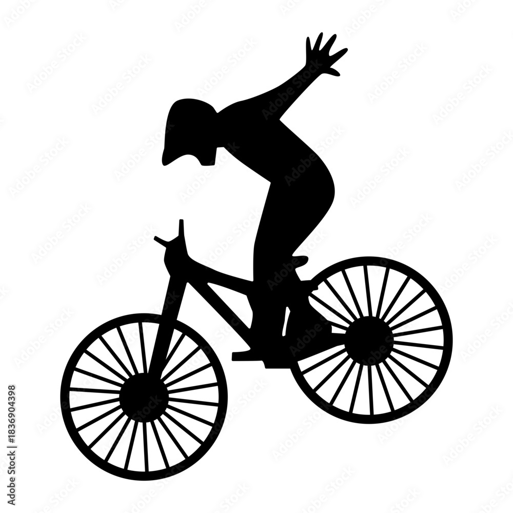 Obraz premium BMX Rider Silhouette Isolated on White Background. Vector Illustration.
