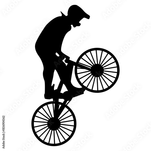 BMX Rider Silhouette Isolated on White Background. Vector Illustration.