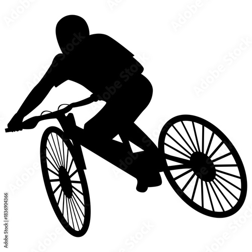 BMX Rider Silhouette Isolated on White Background. Vector Illustration.