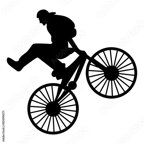 BMX Rider Silhouette Isolated on White Background. Vector Illustration.