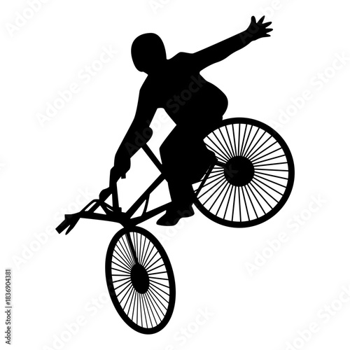 BMX Rider Silhouette Isolated on White Background. Vector Illustration.