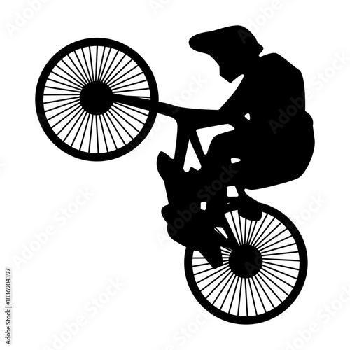 BMX Rider Silhouette Isolated on White Background. Vector Illustration.