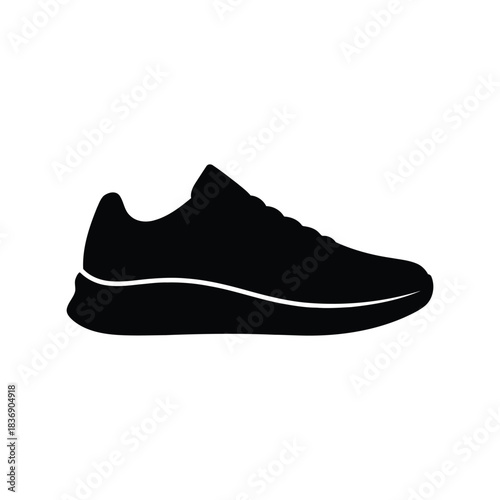Running Shoe Sneaker Icon Vector Illustration, Sport, Fitness, Footwear, Athletic Apparel Graphic